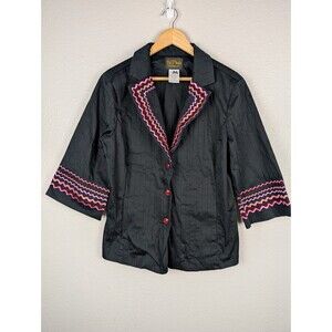 Bob Mackie Jacket Women's‎ Plus Size 1X Black Button Up